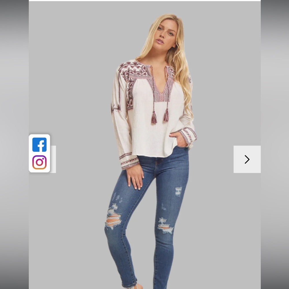 Blue Boheme Isabella Embroidered Blouse
